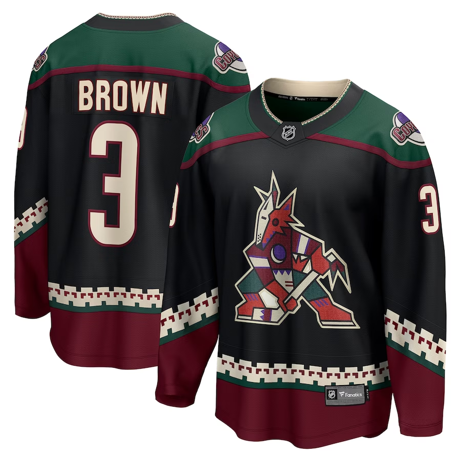 Men's Arizona Coyotes Josh Brown #3 Black Home Breakaway Jersey